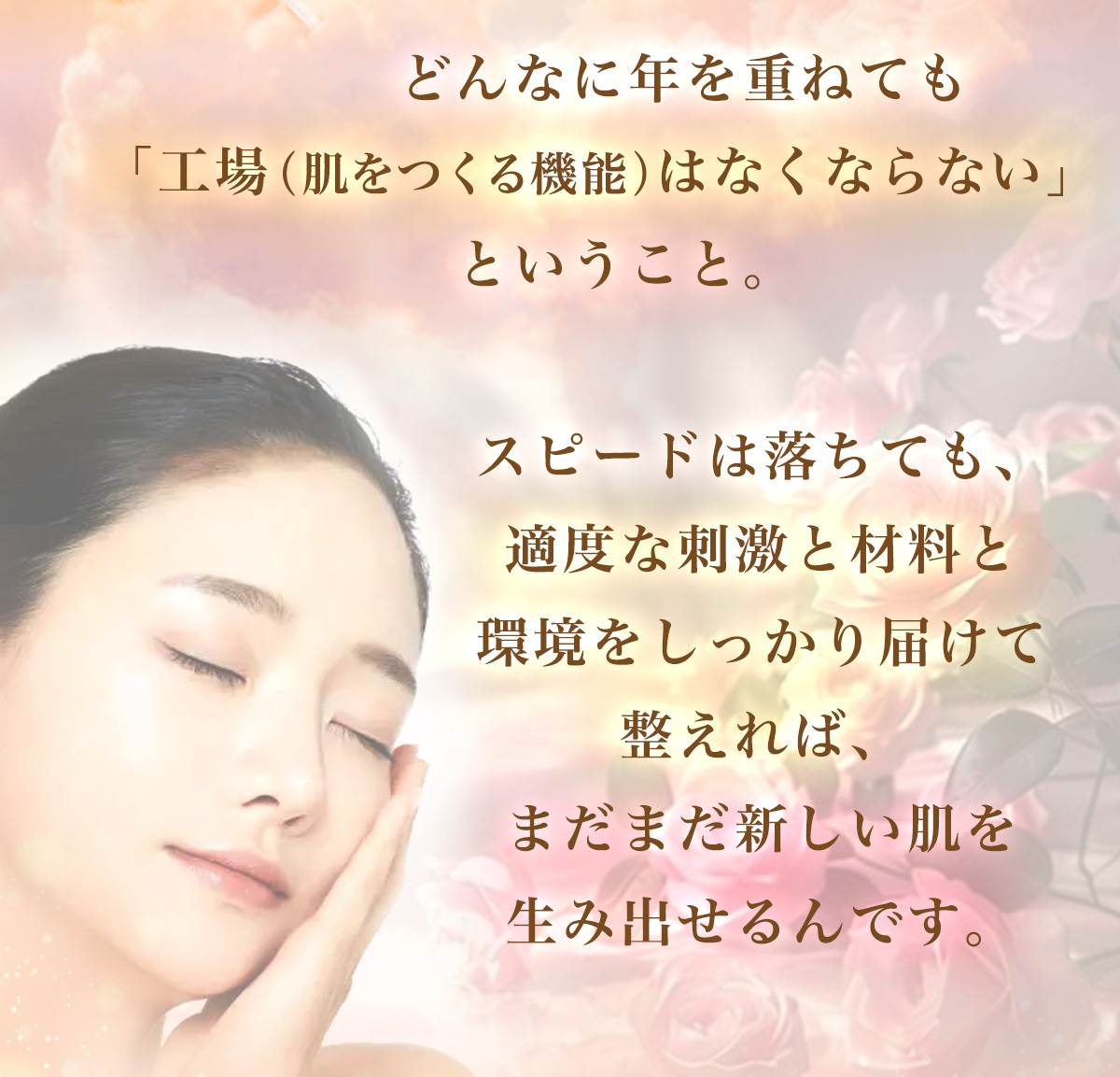 どんなに年を重ねても「工場（肌をつくる機能）はなくならない」ということ。